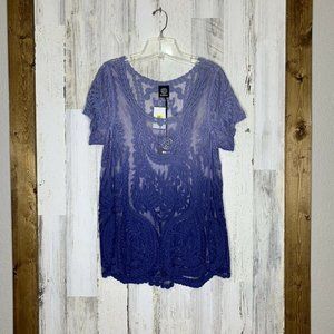 Bobeau lace ombre top size small NWT short sleeve
